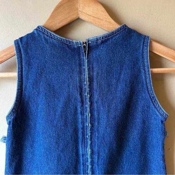 Vintage 90’s Princess Collection Denim Fringe Patchwork Dress Girls Size S 7/8 - Picture 7 of 11